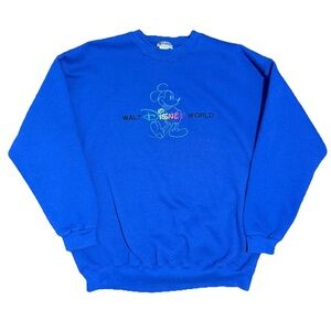 Vintage Walt Disney World Sweatshirt Size XL Blue Made In USA Mickey Crewneck
